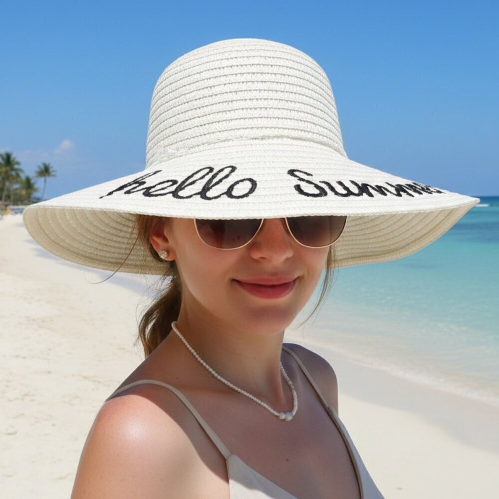 NEW! Hello Summer Floppy Wide Brim Hat - Picture 2 of 4